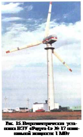 Подпись: Рис. 15. Ветроэлектрическая установка ВЭУ «Радуга-1» № 17 номинальной мощности 1 МВт 