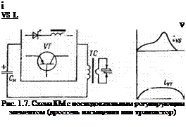 Подпись: і VS L v Рис. 1.7. Схема КМ с последовательным регули-рующим элементом (дроссель насыщения или транзистор) 