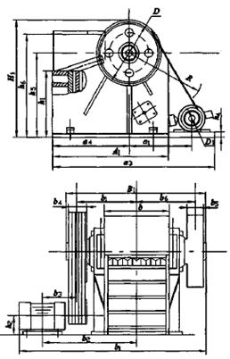 7. Определение габаритных, установочных и присоединительных размеров дробилки